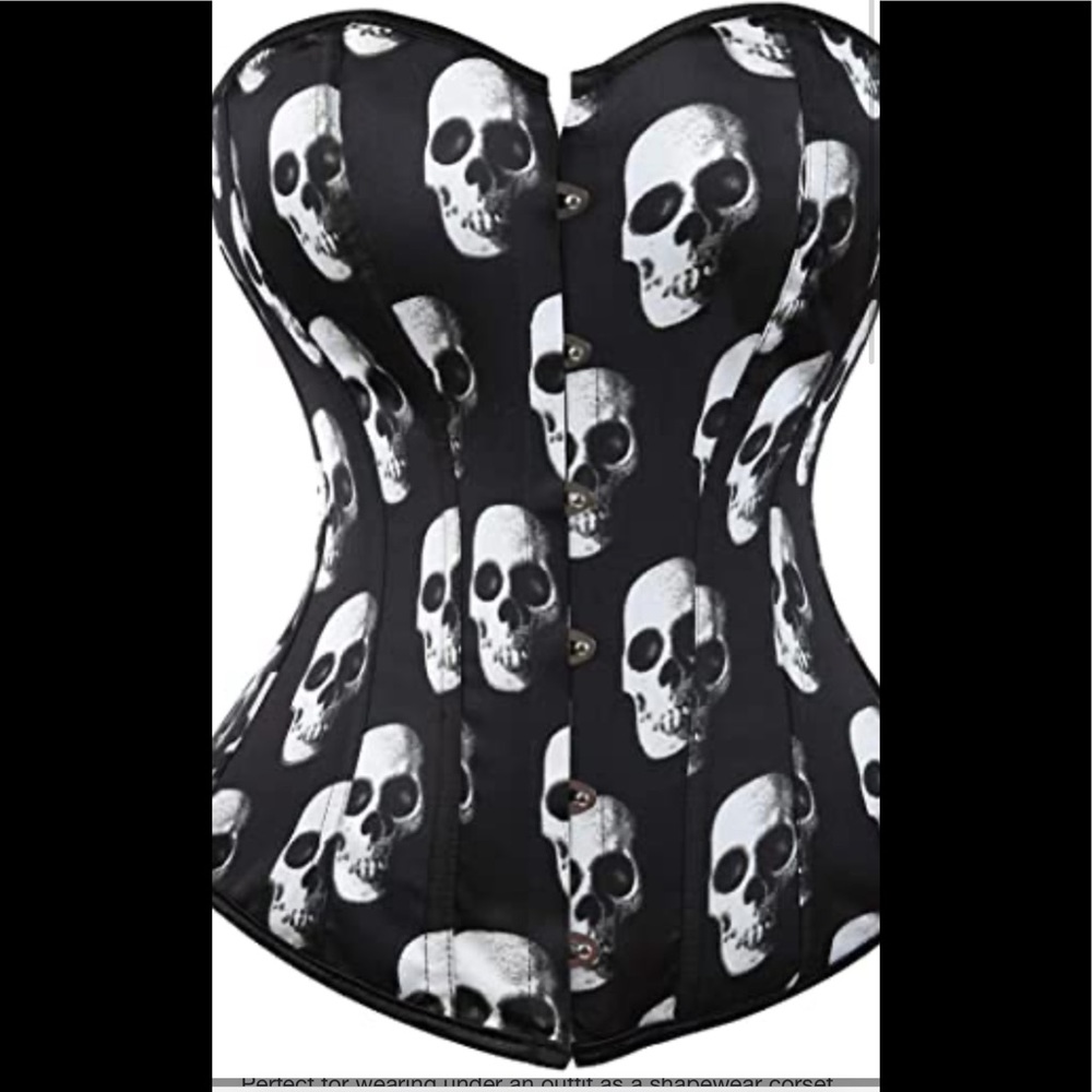 Black skull corset with matching thong